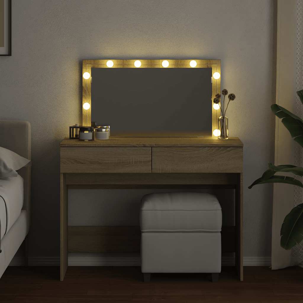 Dressing Table with LED Sonoma Oak 100x40x120 cm