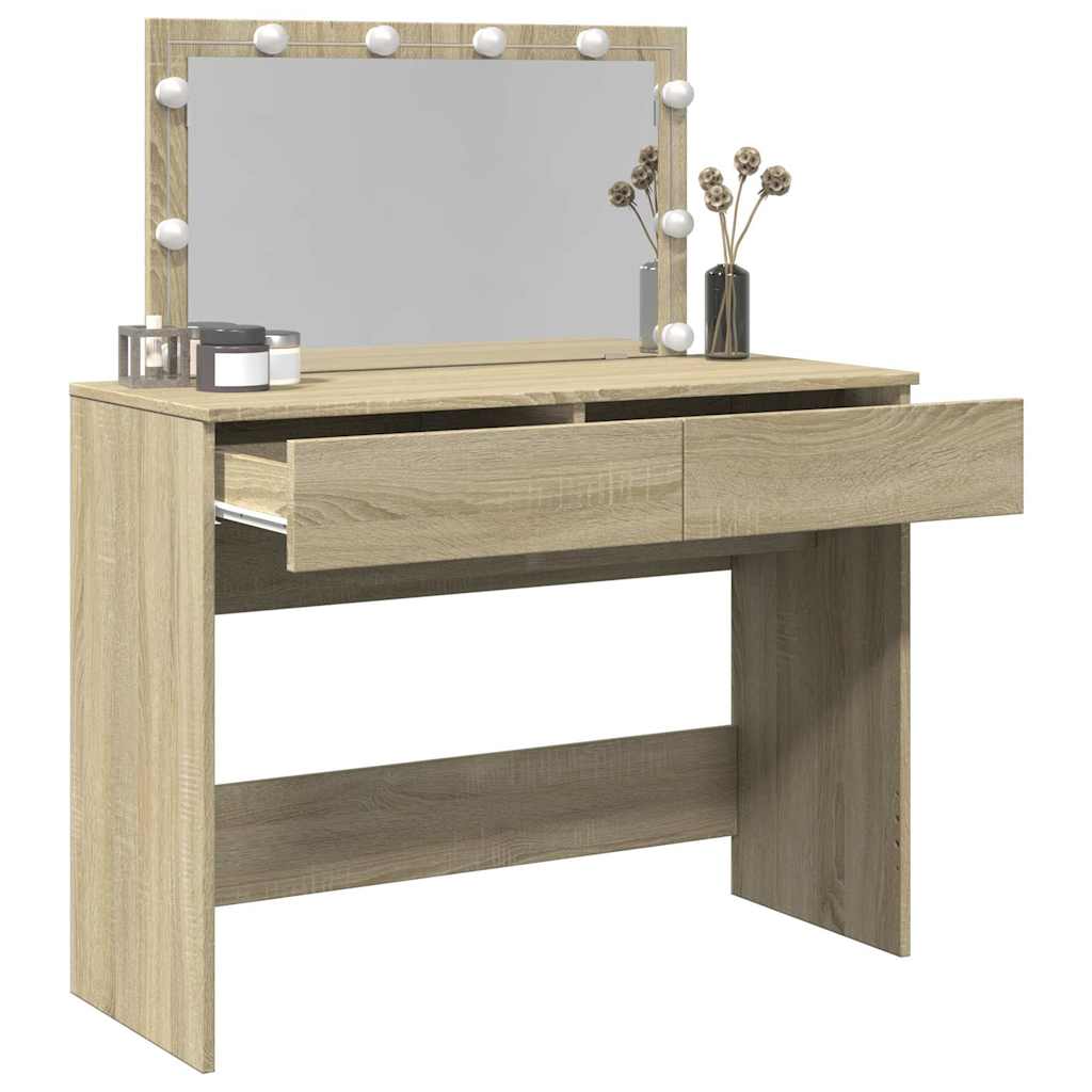 Dressing Table with LED Sonoma Oak 100x40x120 cm