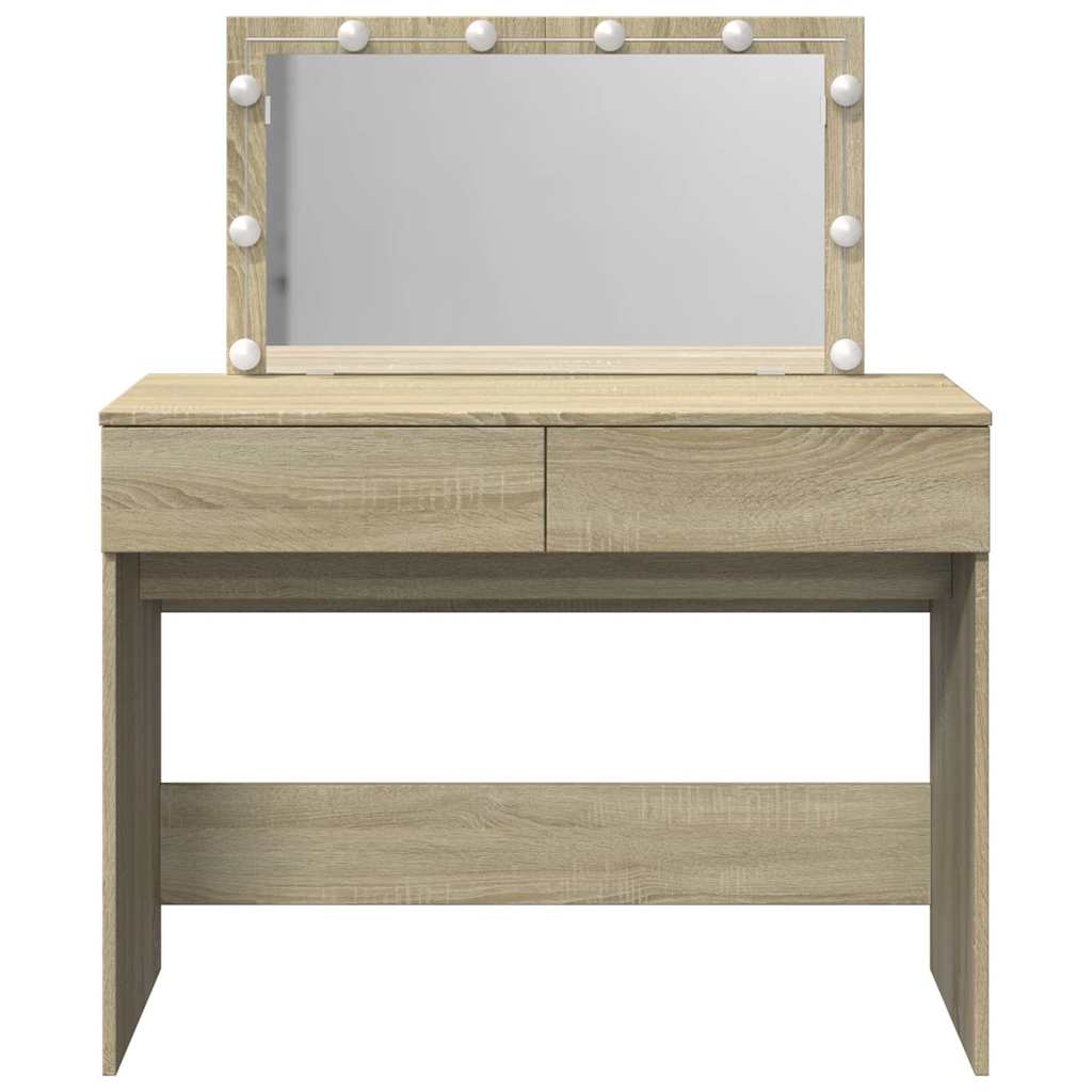Dressing Table with LED Sonoma Oak 100x40x120 cm