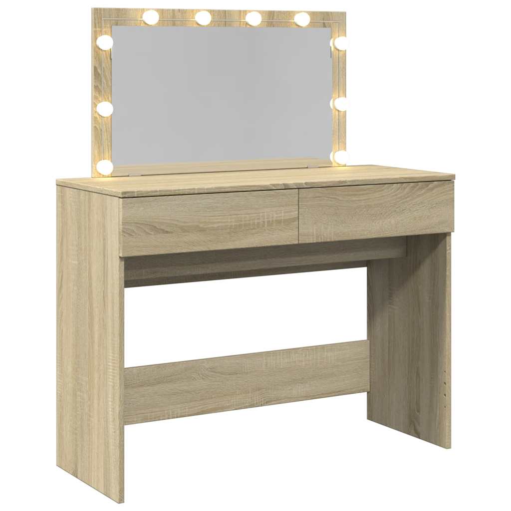 Dressing Table with LED Sonoma Oak 100x40x120 cm