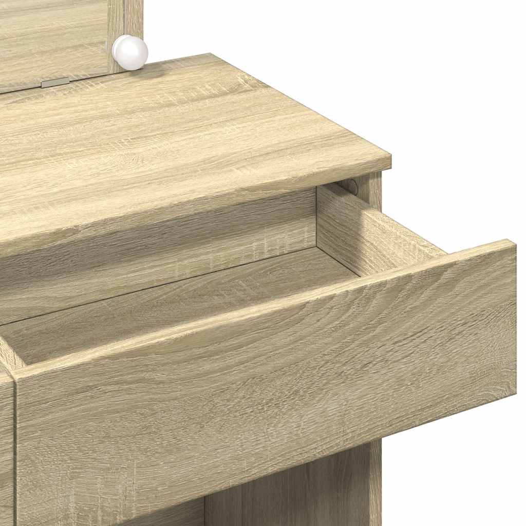 Dressing Table with LED Sonoma Oak 100x40x120 cm