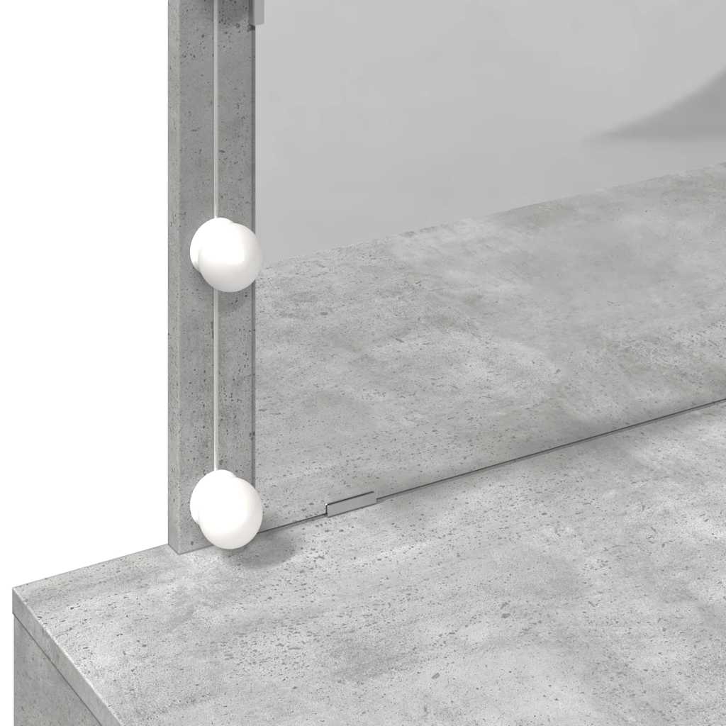 Dressing Table with LED Concrete Grey 100x40x120 cm