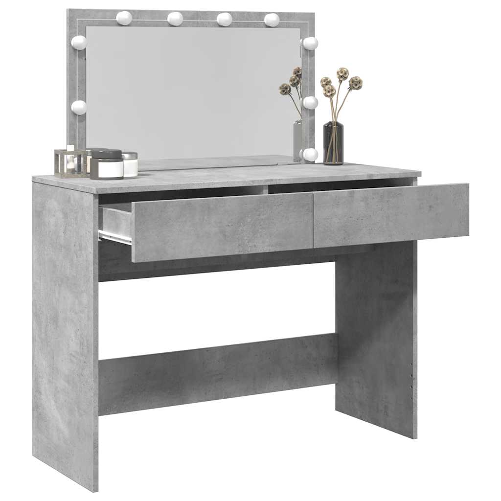Dressing Table with LED Concrete Grey 100x40x120 cm