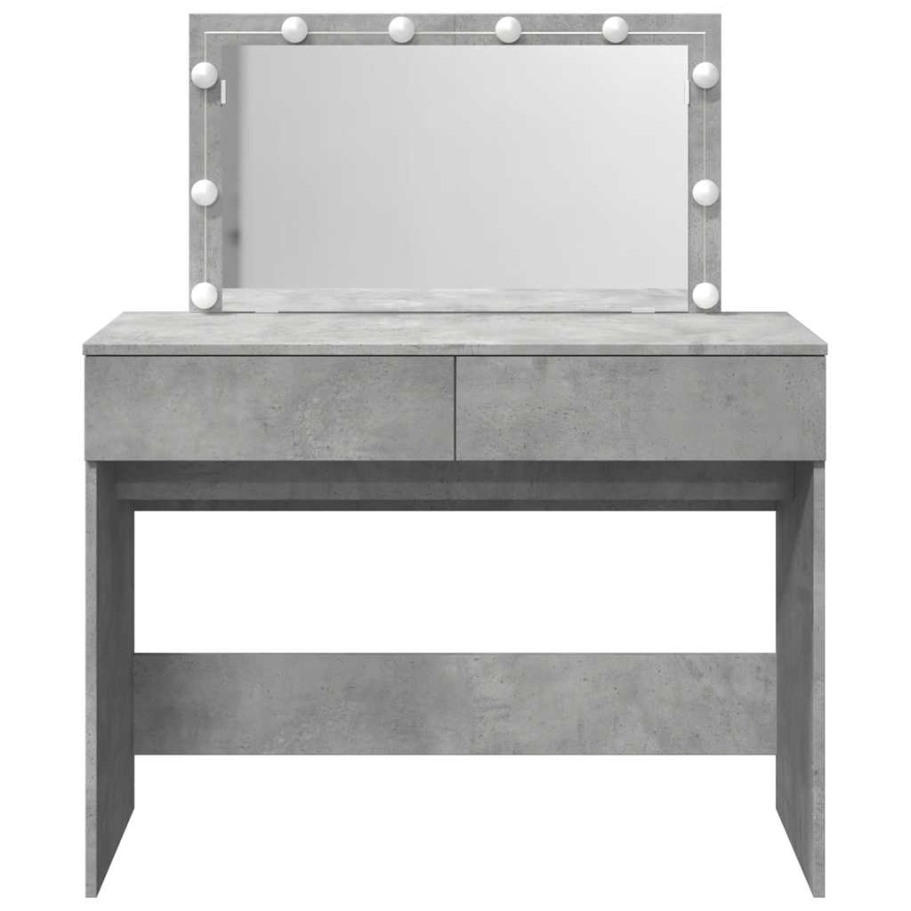 Dressing Table with LED Concrete Grey 100x40x120 cm
