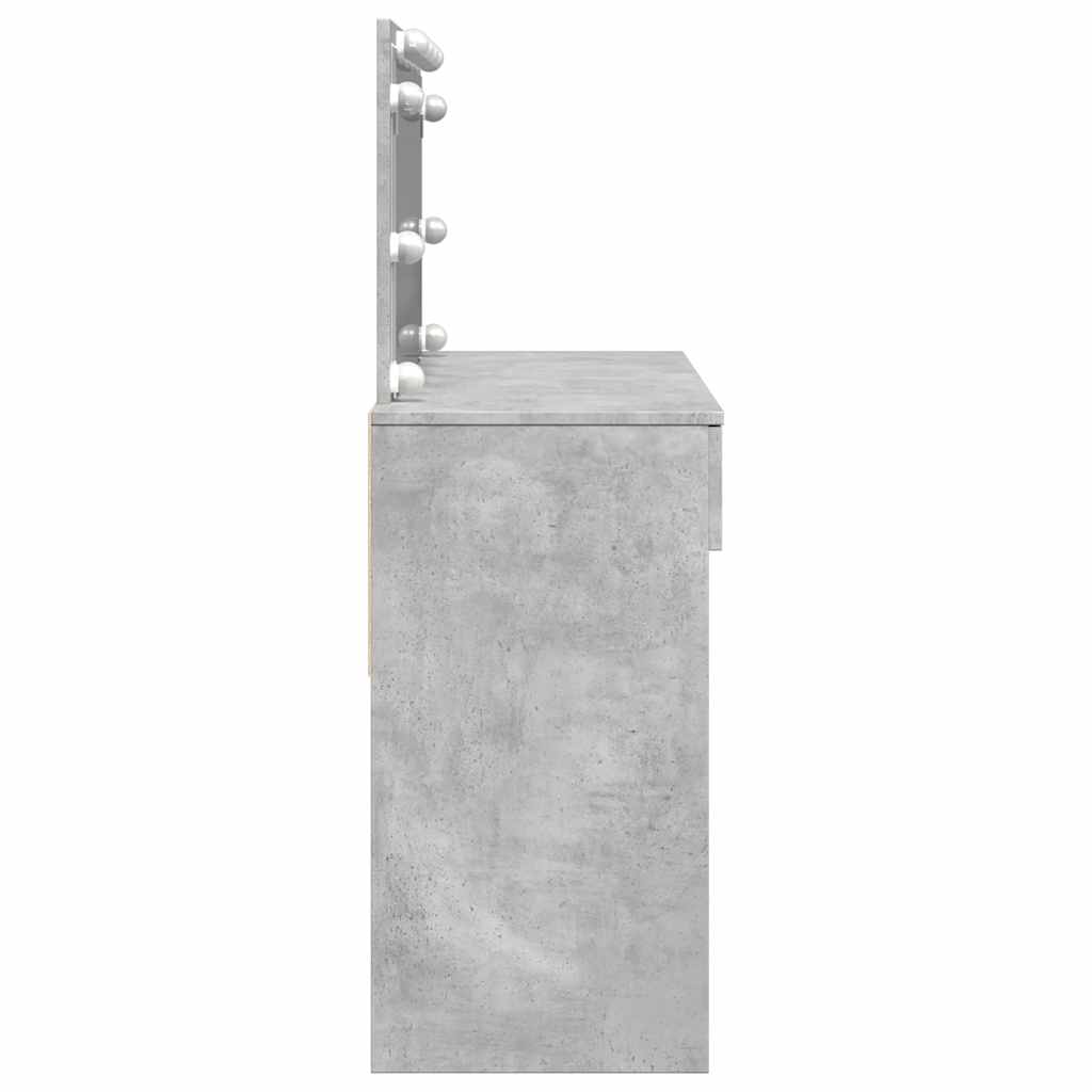 Dressing Table with LED Concrete Grey 100x40x120 cm