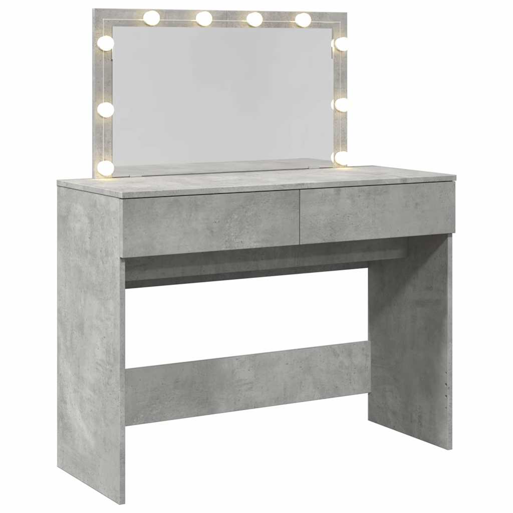 Dressing Table with LED Concrete Grey 100x40x120 cm