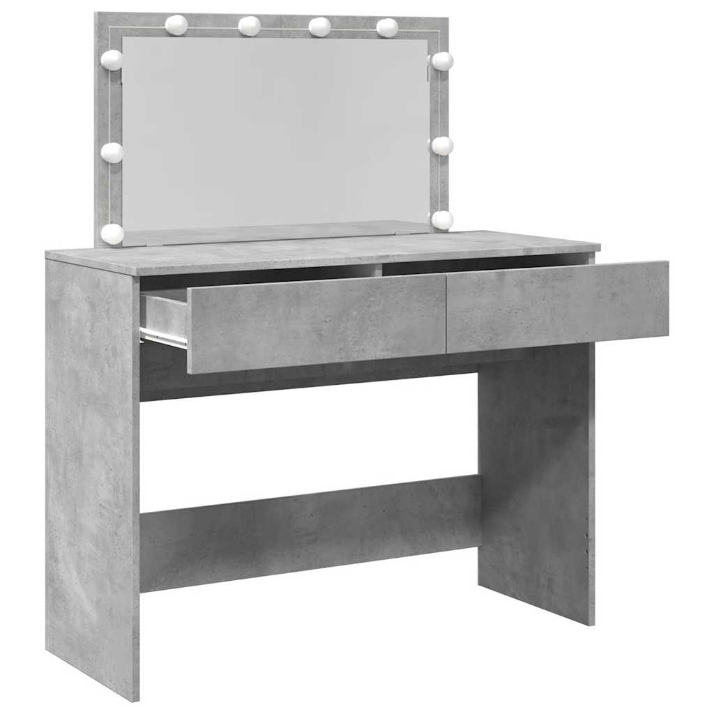 Dressing Table with LED Concrete Grey 100x40x120 cm