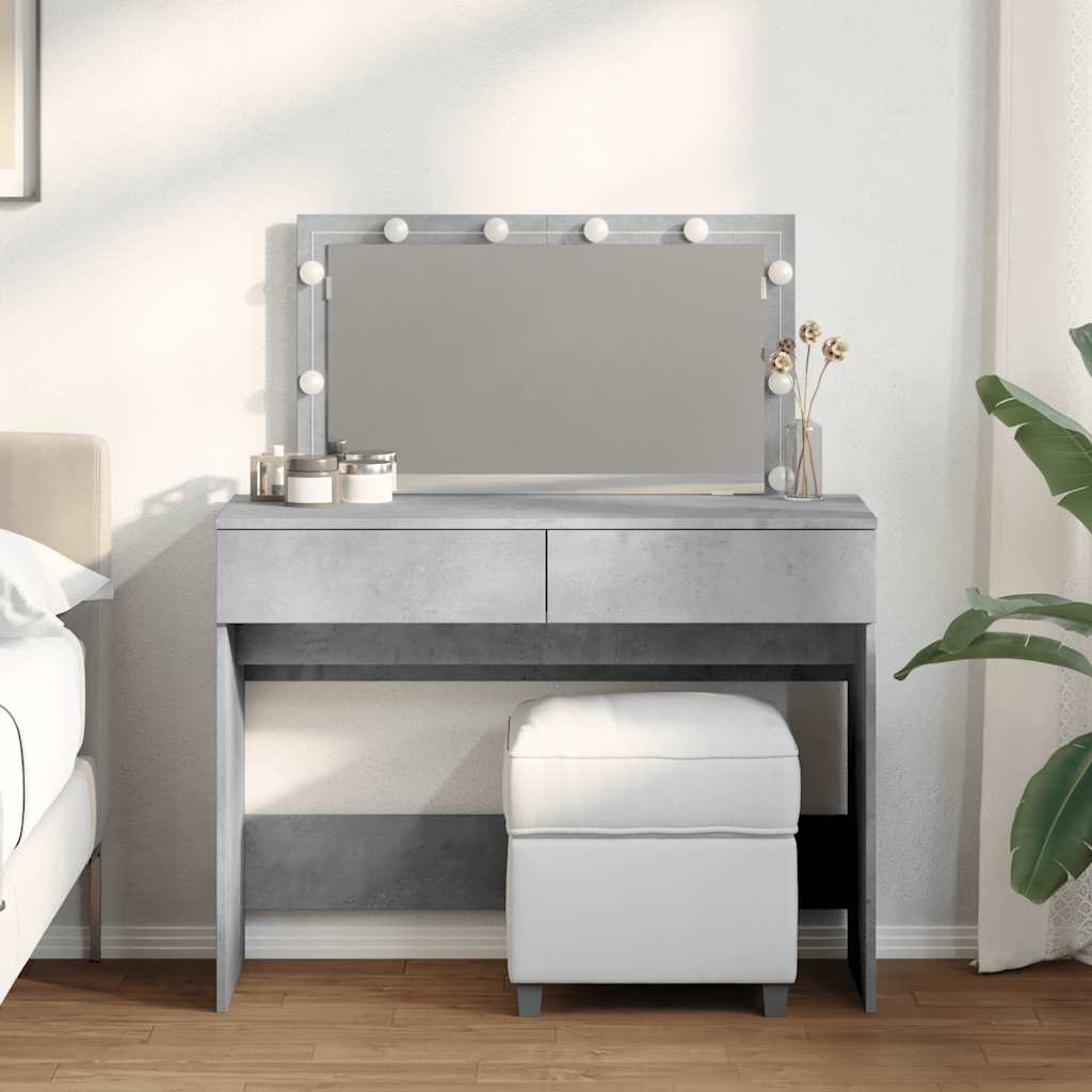 Dressing Table with LED Concrete Grey 100x40x120 cm