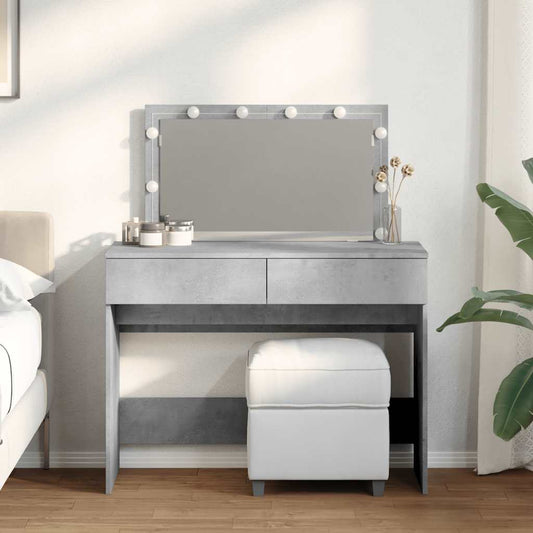 Dressing Table with LED Concrete Grey 100x40x120 cm