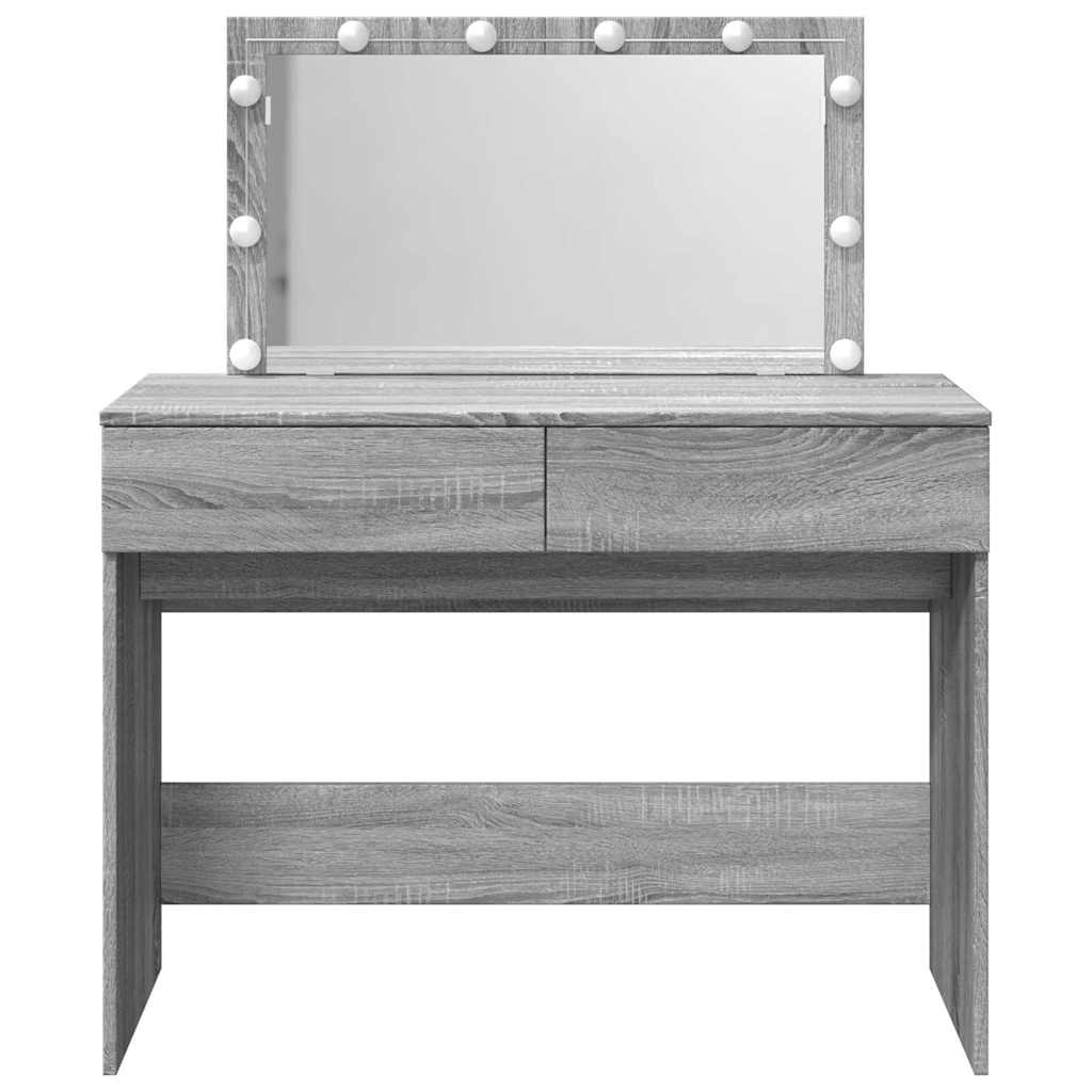 Dressing Table with LED Grey Sonoma 100x40x120 cm