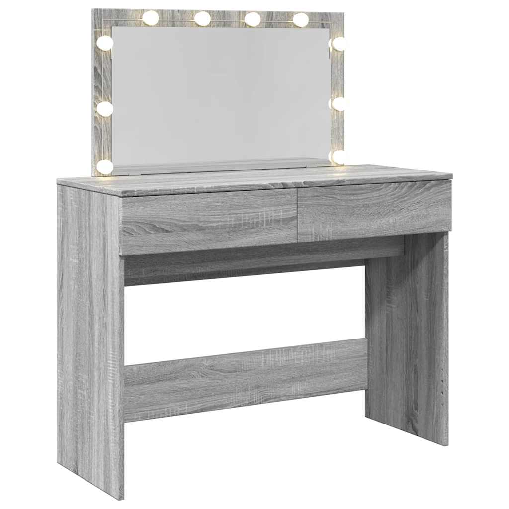 Dressing Table with LED Grey Sonoma 100x40x120 cm
