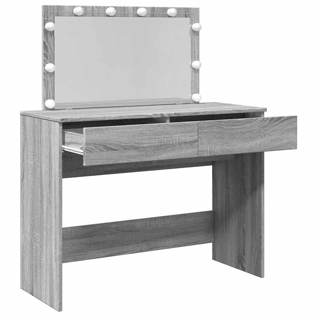 Dressing Table with LED Grey Sonoma 100x40x120 cm
