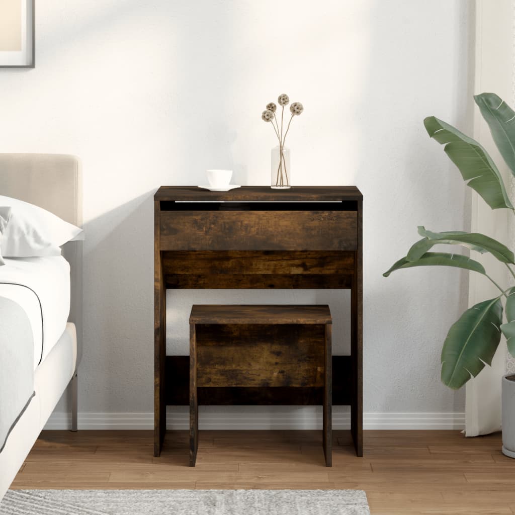 Dressing Table and Stool Smoked Oak 60x40x113,5 cm