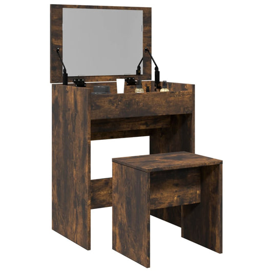 Dressing Table and Stool Smoked Oak 60x40x113,5 cm