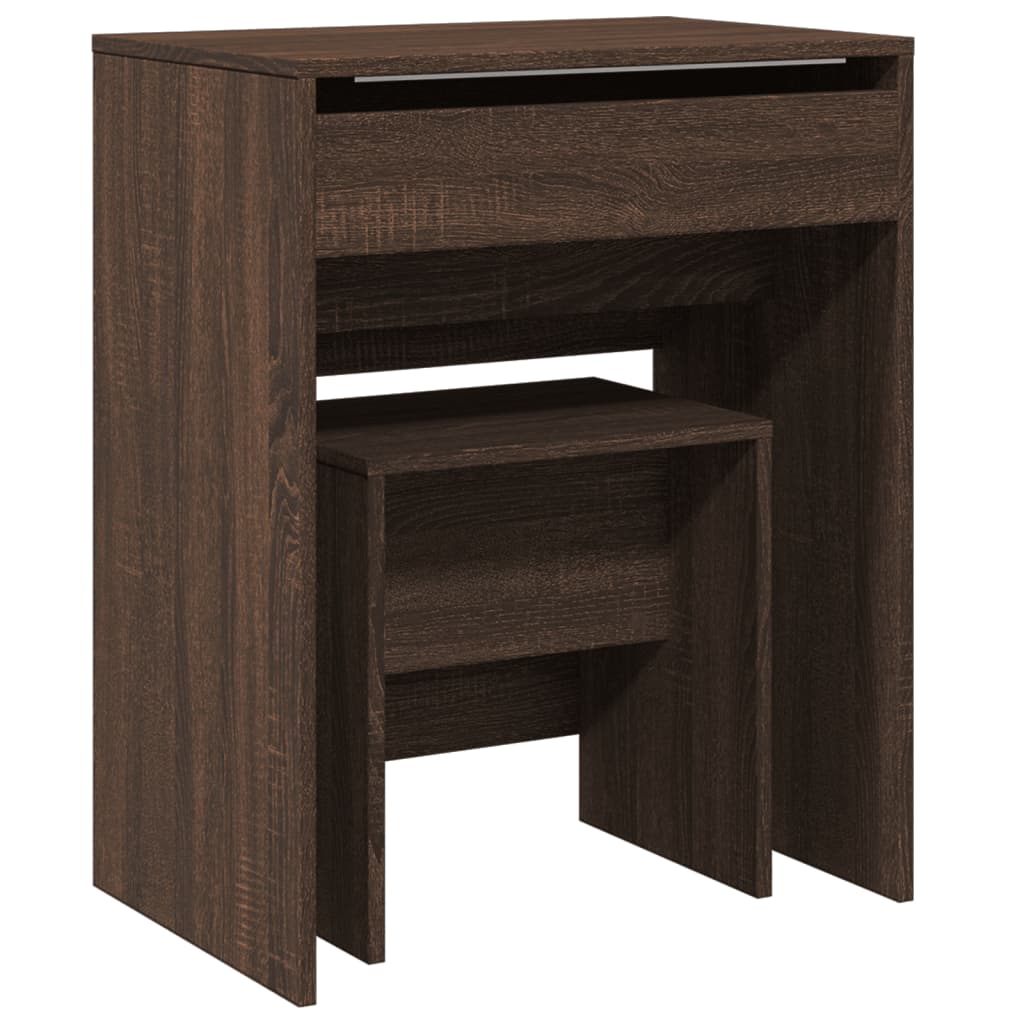 vidaXL Dressing Table and Stool Brown Oak 60x40x113.5 cm