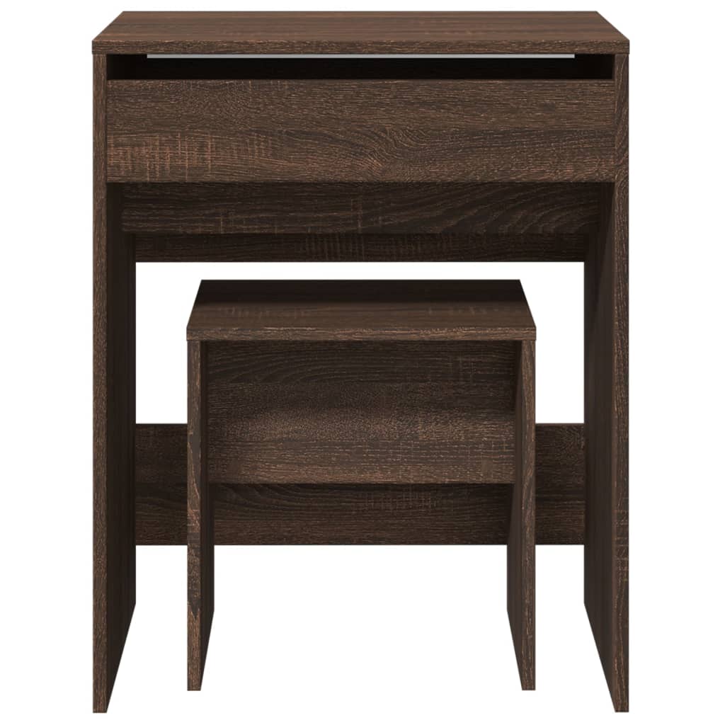 vidaXL Dressing Table and Stool Brown Oak 60x40x113.5 cm