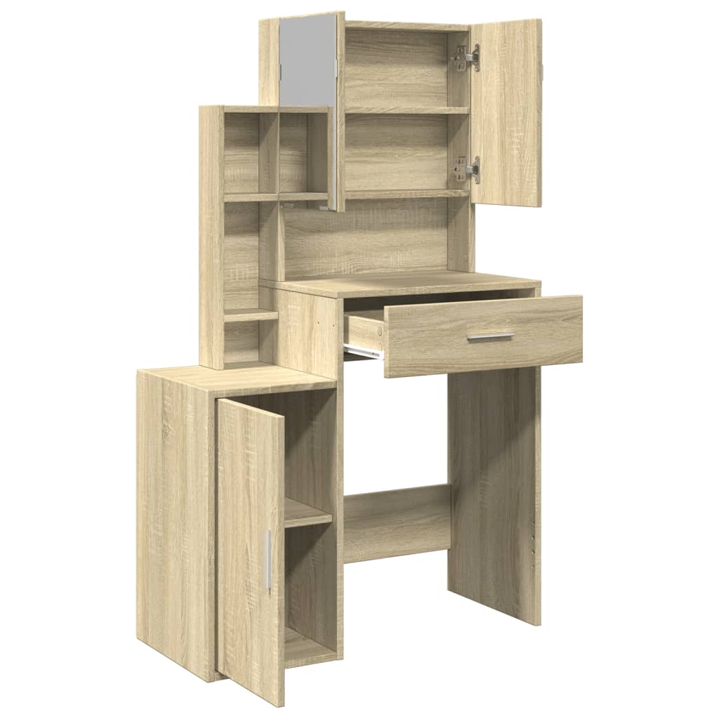 Dressing Table with Cabinet Sonoma Oak 80x35x132 cm