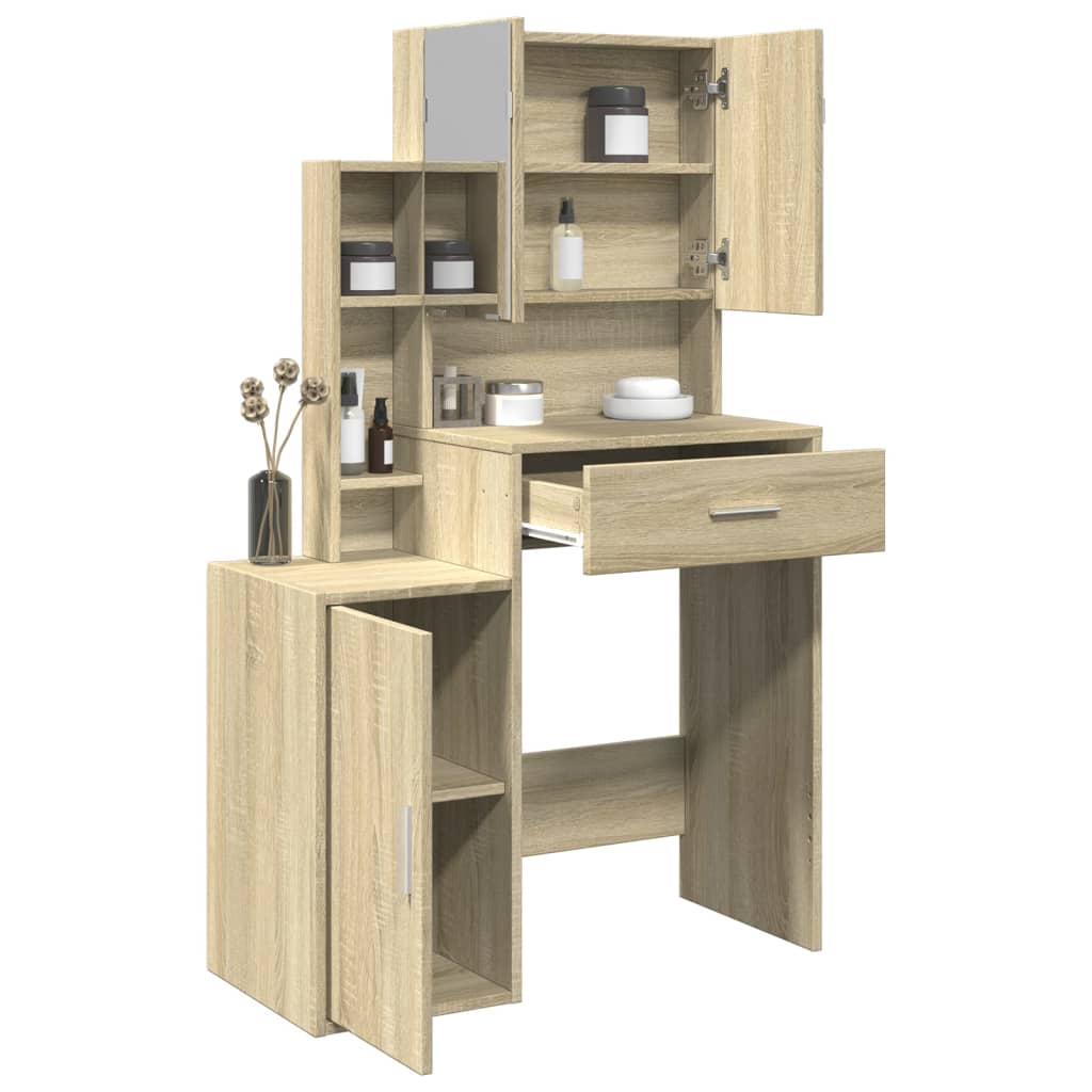 Dressing Table with Cabinet Sonoma Oak 80x35x132 cm
