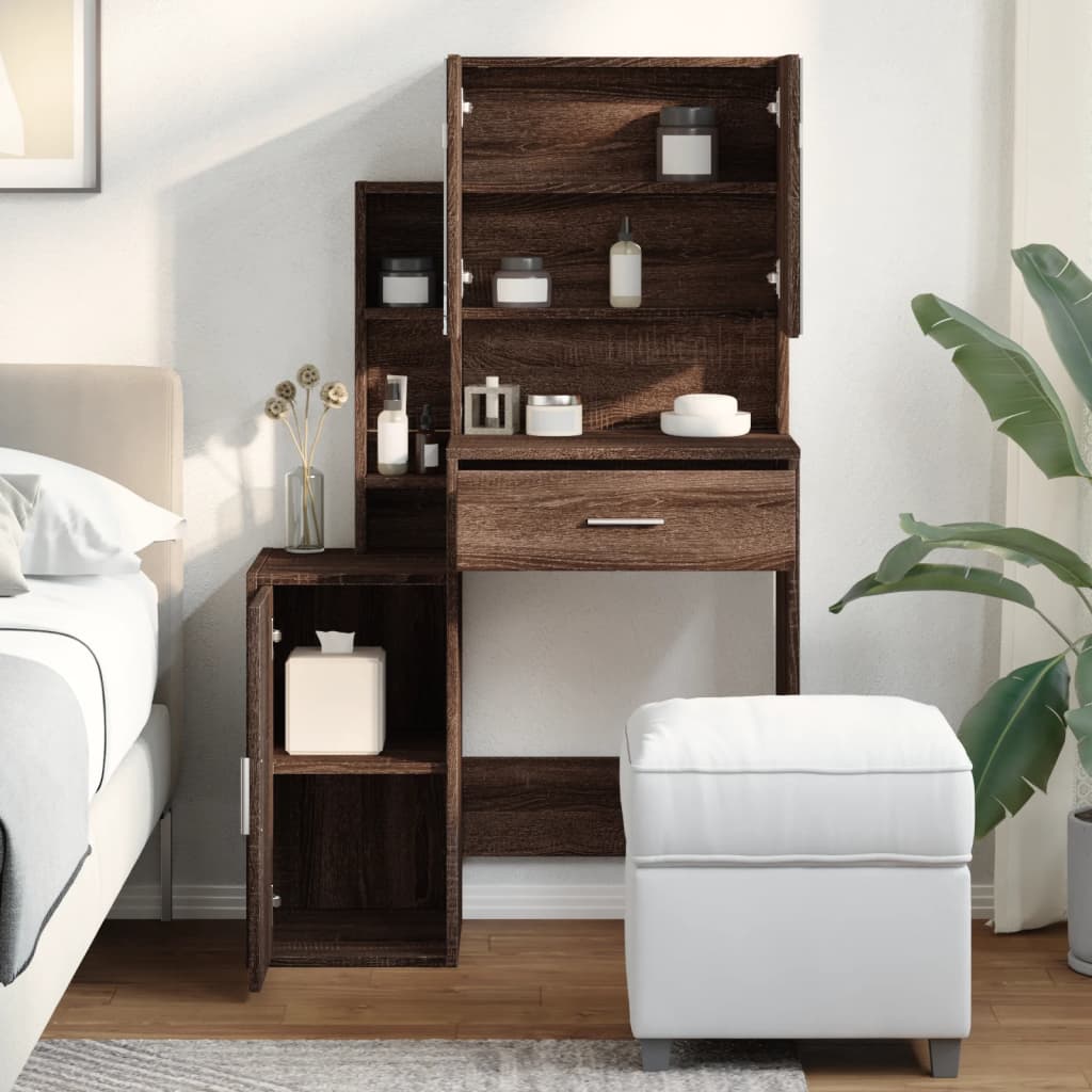 Dressing Table with Cabinet Brown Oak 80x35x132 cm