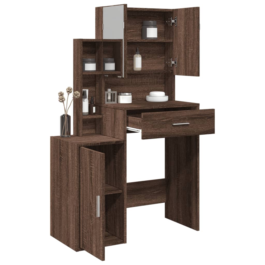 Dressing Table with Cabinet Brown Oak 80x35x132 cm