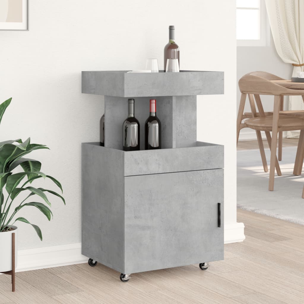 Bar Cart Concrete Grey 50x41x89 cm Engineered Wood