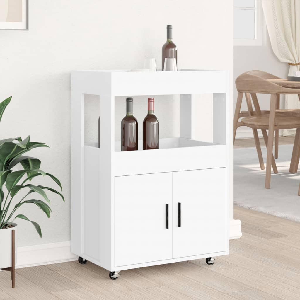 Bar Cart White 60x39,5x89 cm Engineered Wood