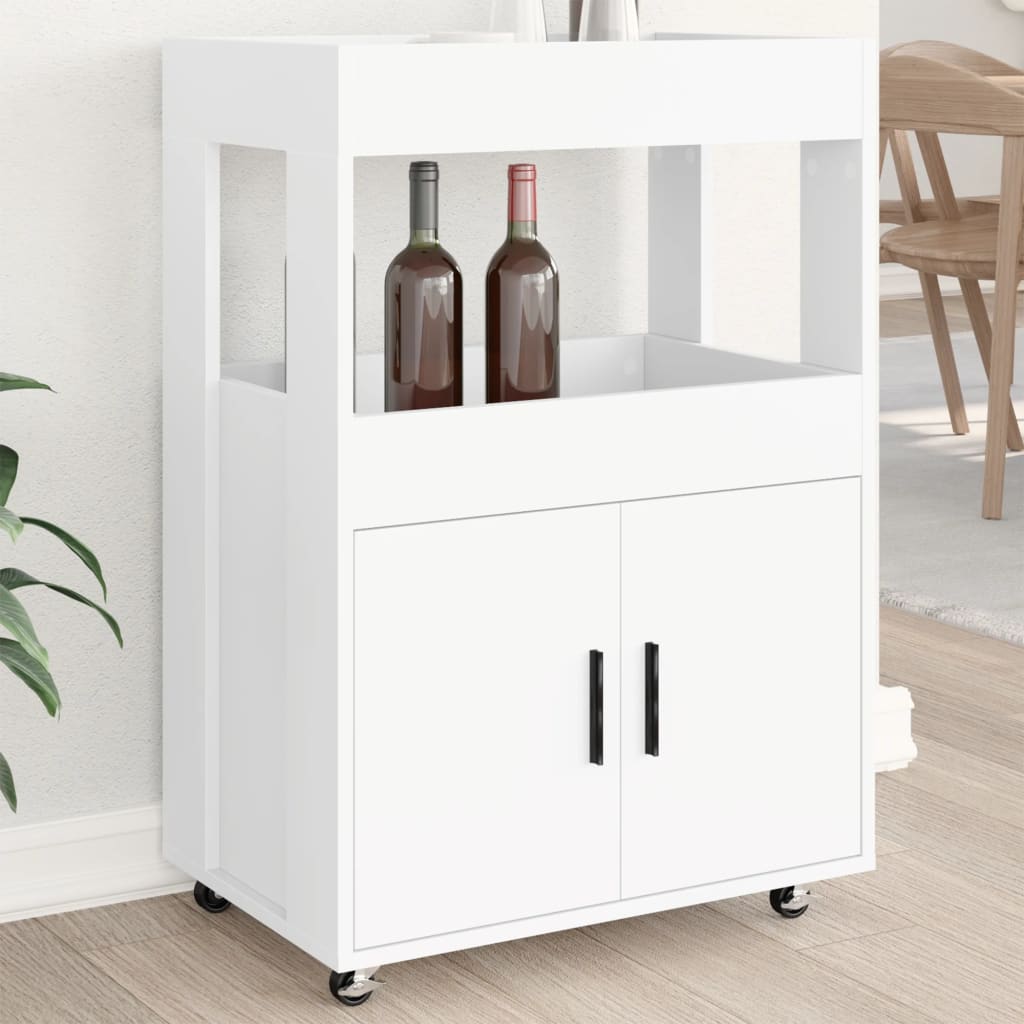 Bar Cart White 60x39,5x89 cm Engineered Wood