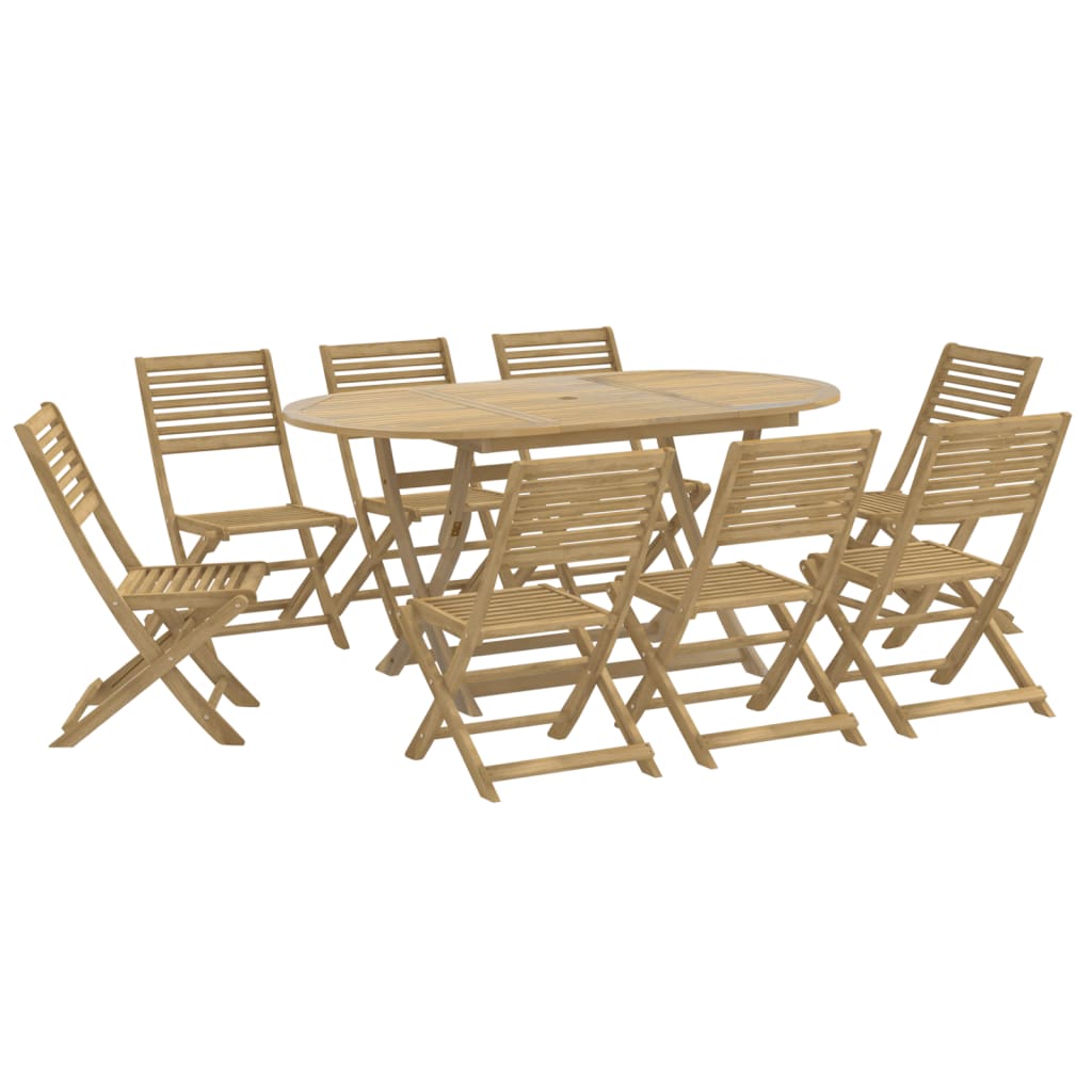 vidaXL 9 Piece Garden Dining Set Solid Wood Acacia