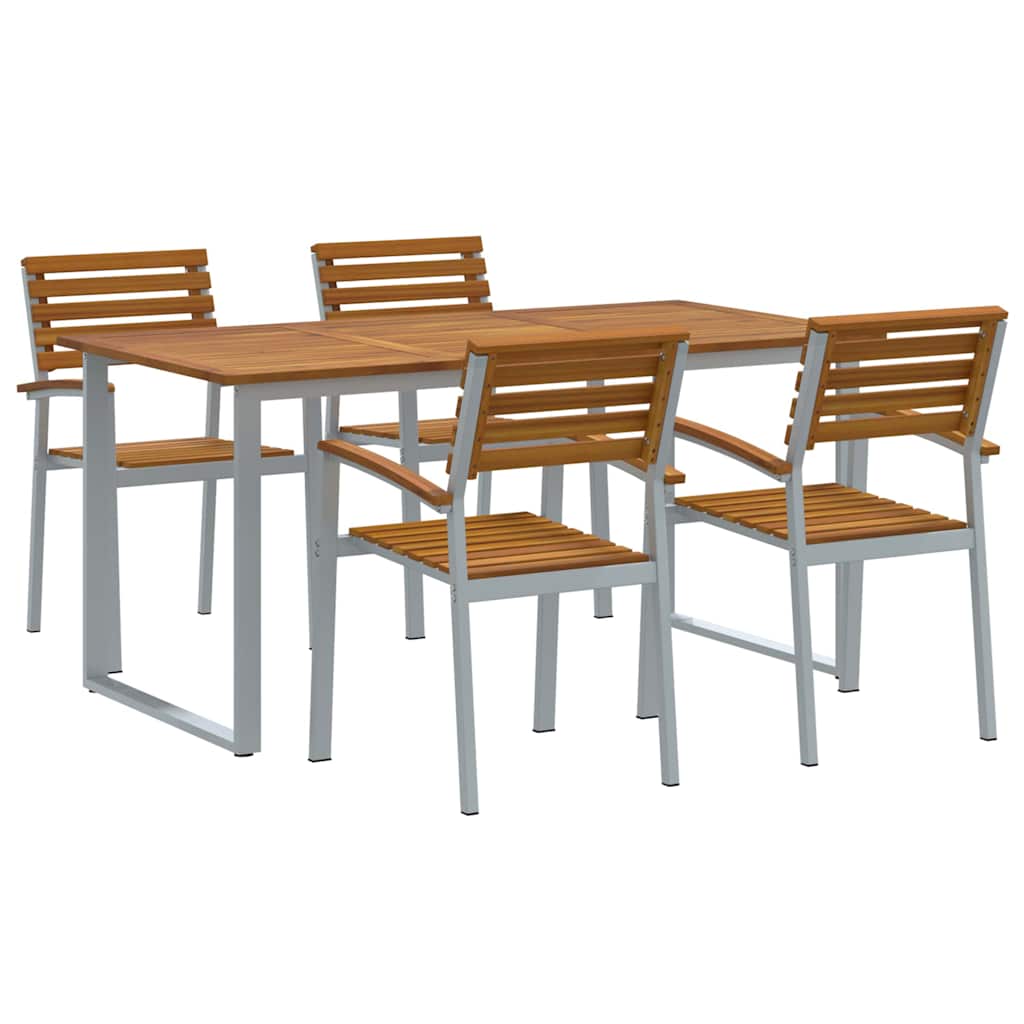 Garden Dining Set 5 pcs Grey Solid Acacia Wood
