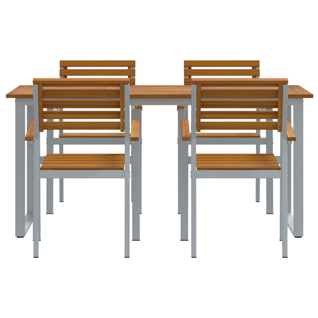 Garden Dining Set 5 pcs Grey Solid Acacia Wood