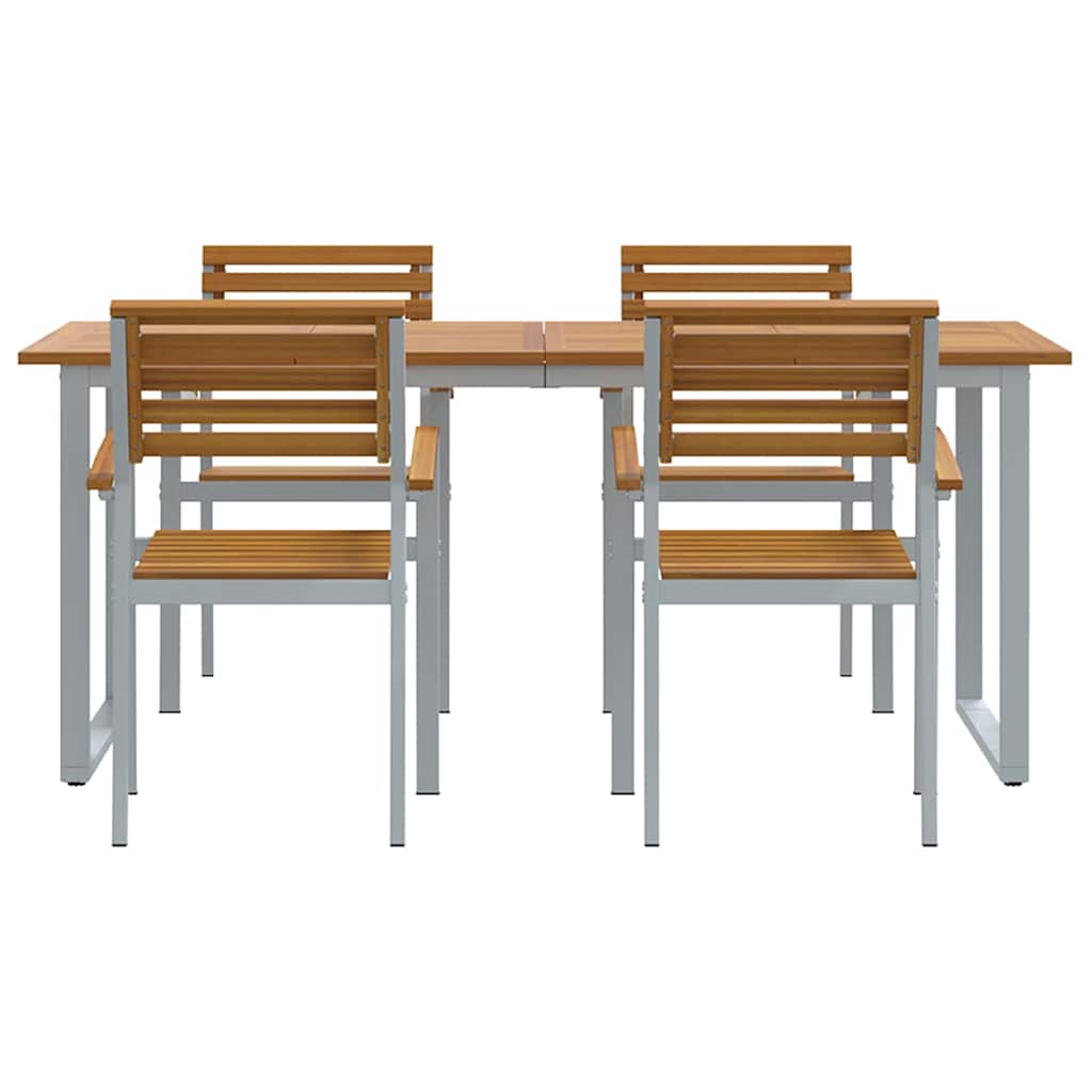 Garden Dining Set 5 pcs Grey Solid Acacia Wood