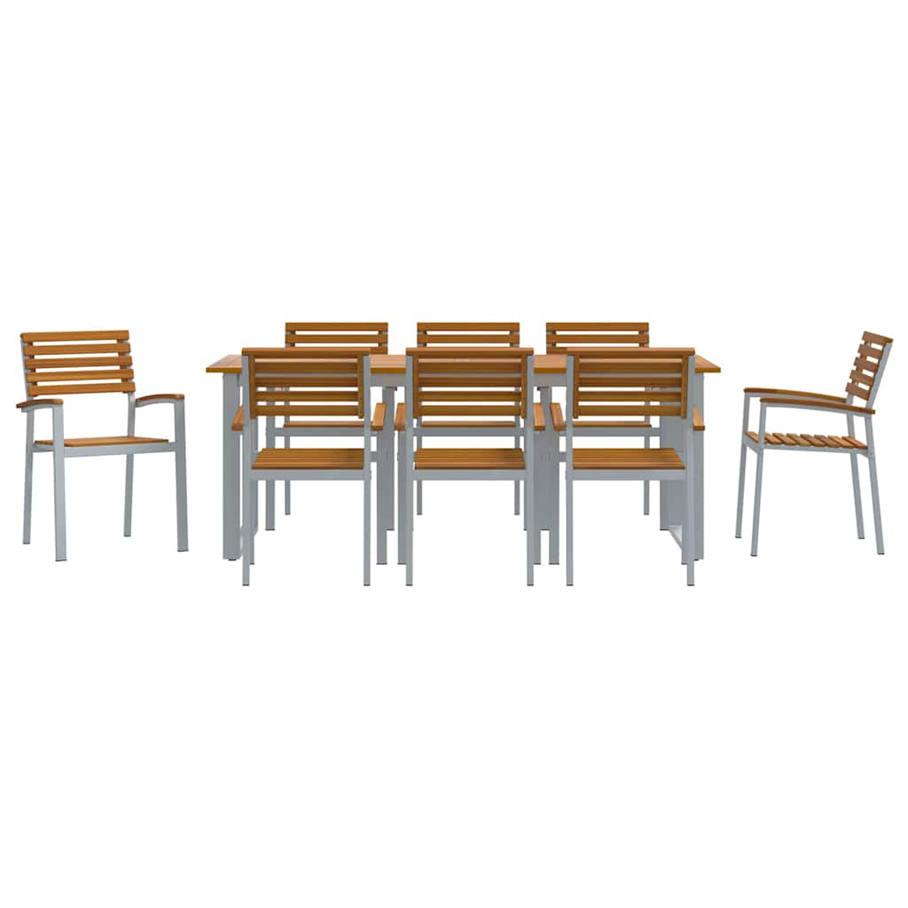 Garden Dining Set 9 pcs Grey Solid Acacia Wood