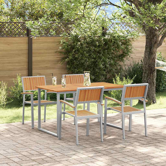 Garden Dining Set 5 pcs Grey Solid Acacia Wood