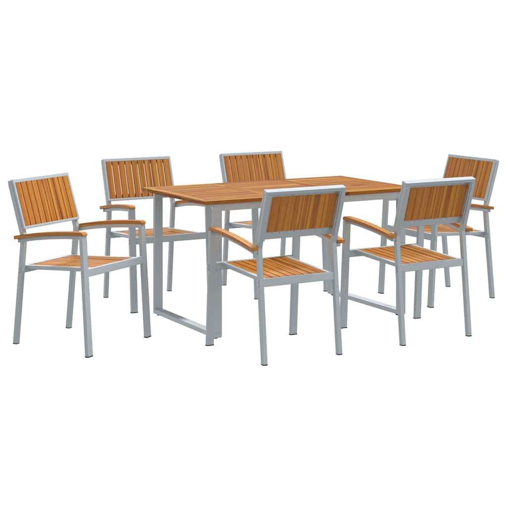 Garden Dining Set 7 pcs Grey Solid Acacia Wood