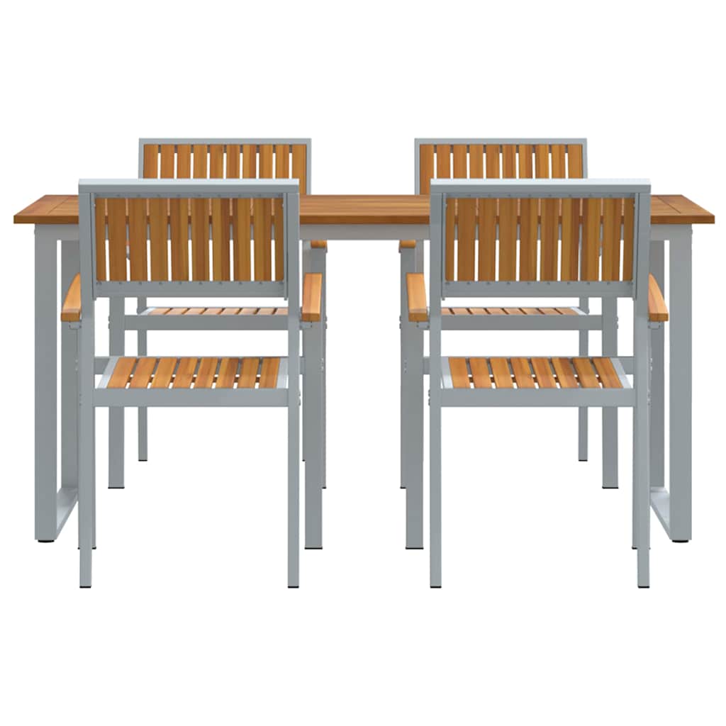 Garden Dining Set 5 pcs Grey Solid Acacia Wood