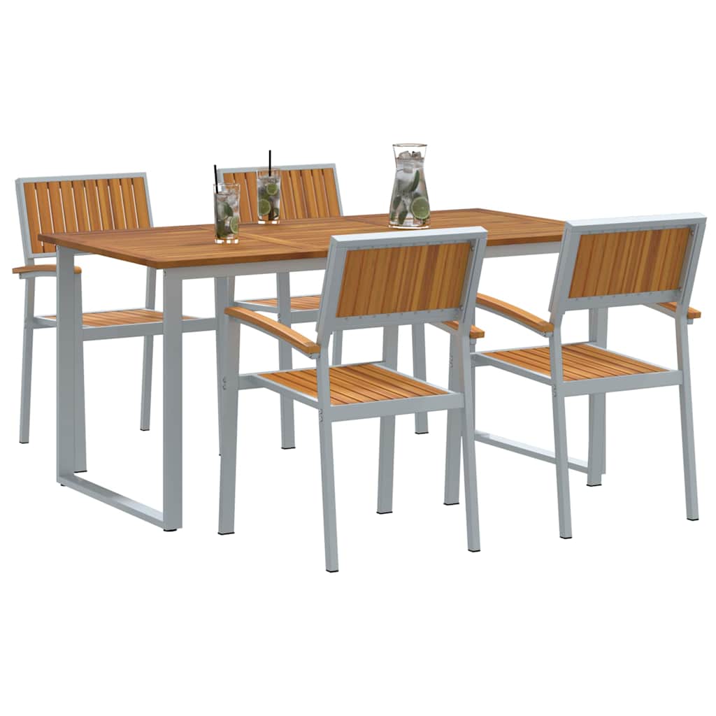 Garden Dining Set 5 pcs Grey Solid Acacia Wood