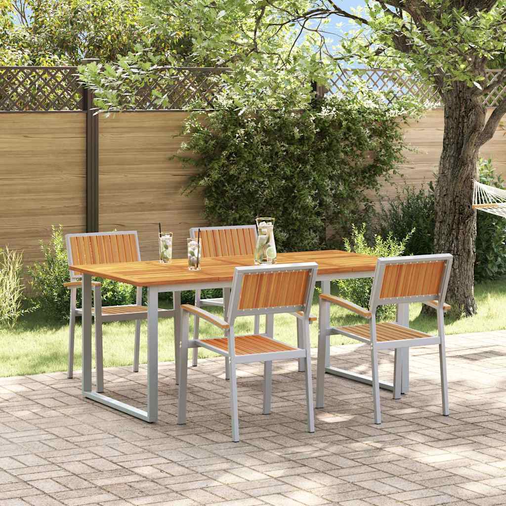Garden Dining Set 5 pcs Grey Solid Acacia Wood