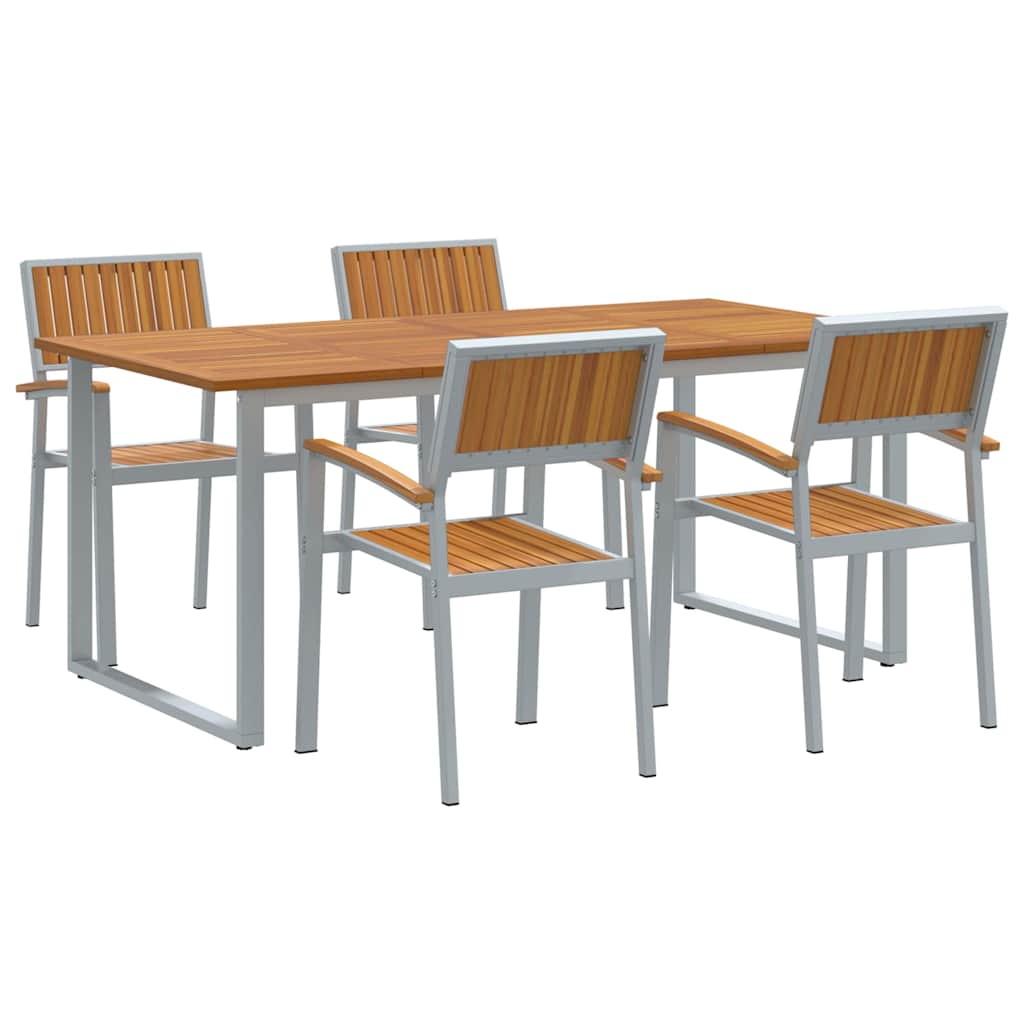 Garden Dining Set 5 pcs Grey Solid Acacia Wood