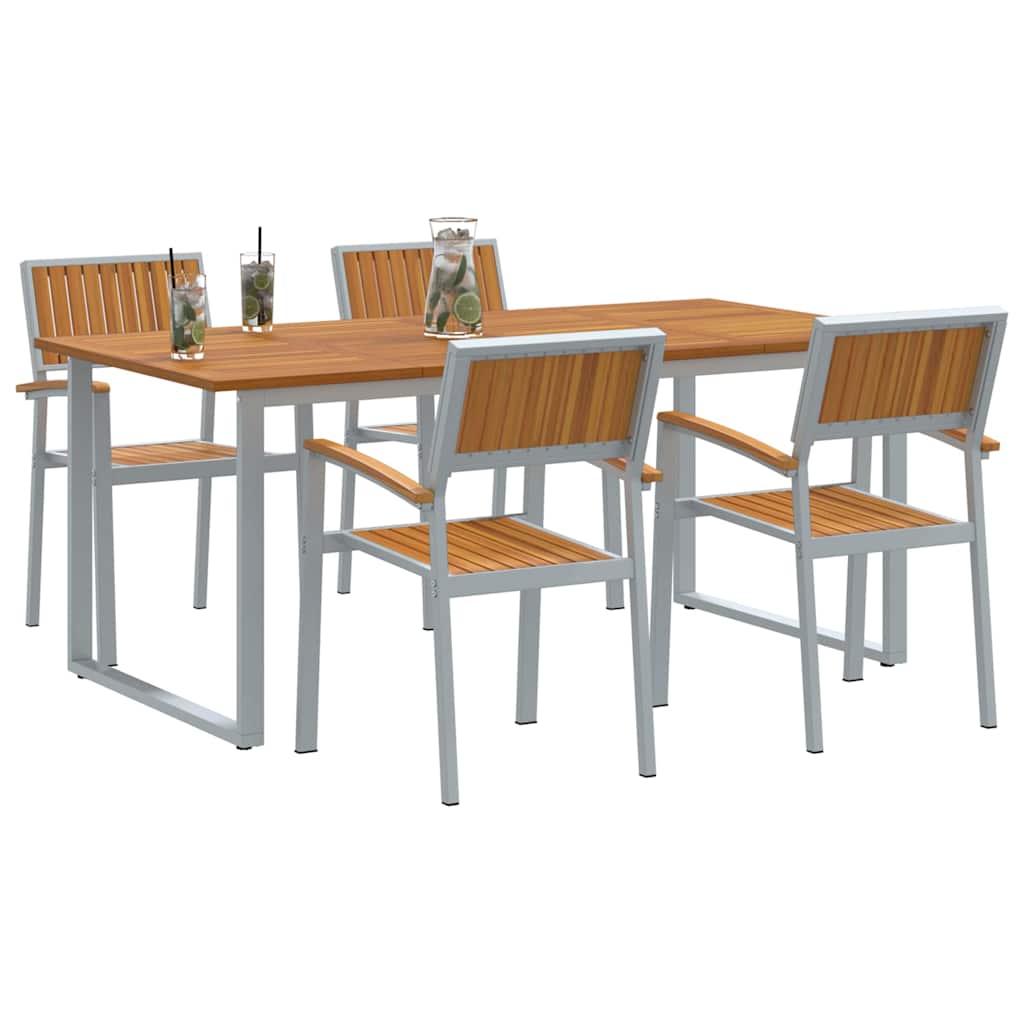 Garden Dining Set 5 pcs Grey Solid Acacia Wood