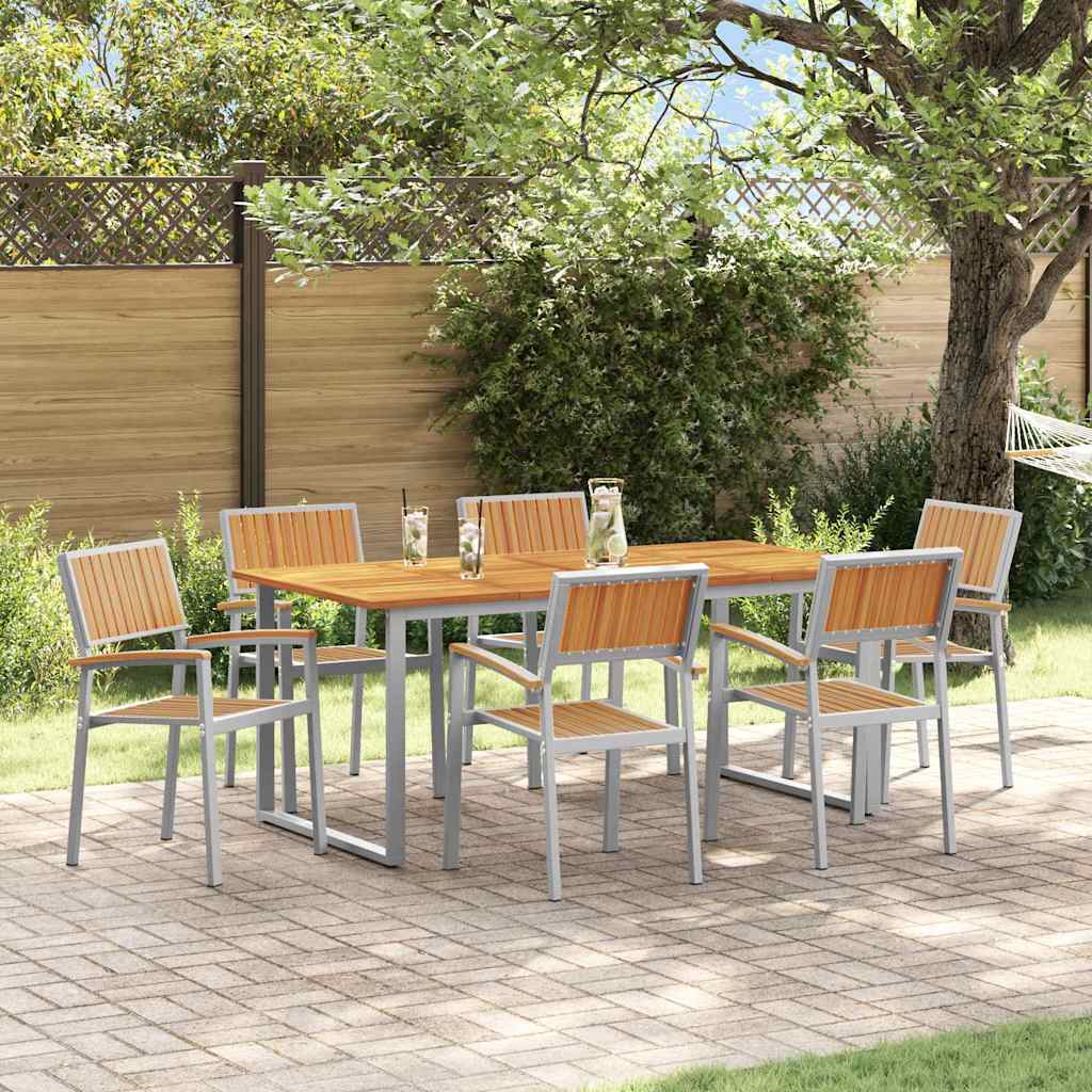 Garden Dining Set 7 pcs Grey Solid Acacia Wood