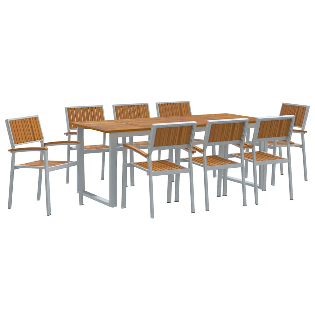 Garden Dining Set 9 pcs Grey Solid Acacia Wood