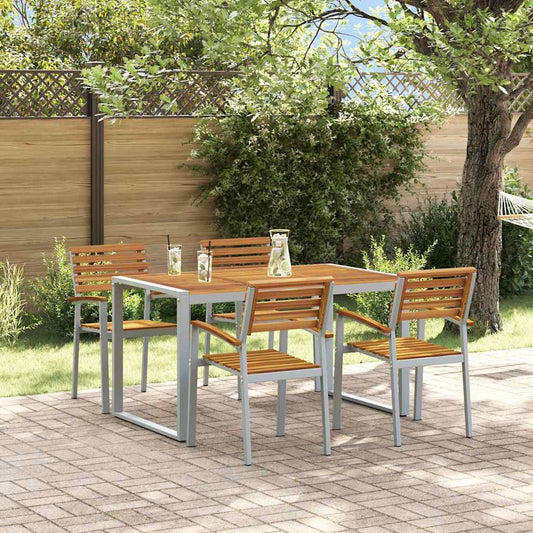Garden Dining Set 5 pcs Grey Solid Acacia Wood