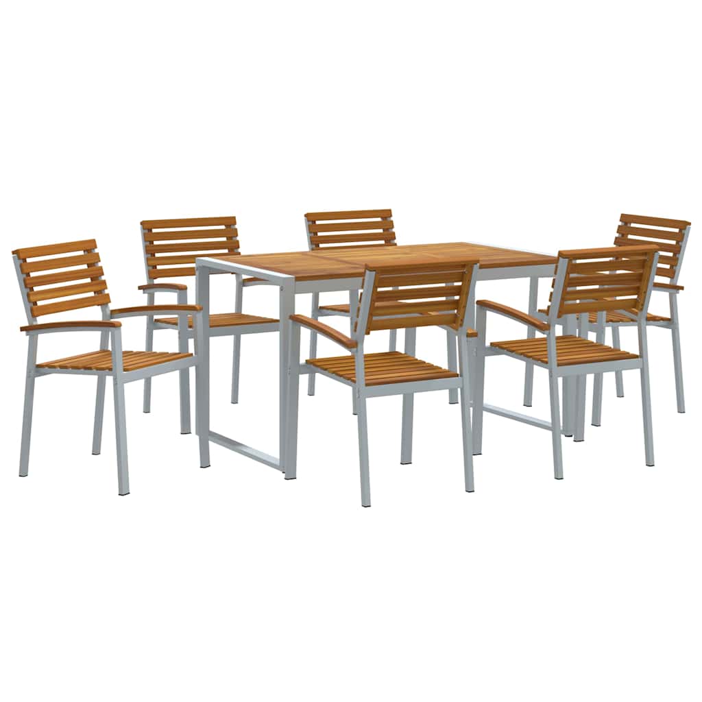 Garden Dining Set 7 pcs Grey Solid Acacia Wood
