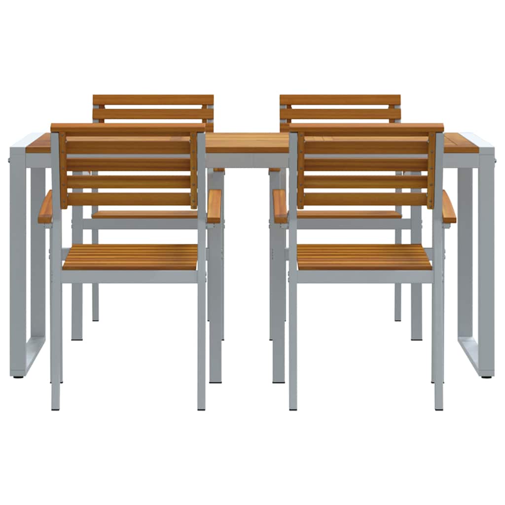 Garden Dining Set 5 pcs Grey Solid Acacia Wood