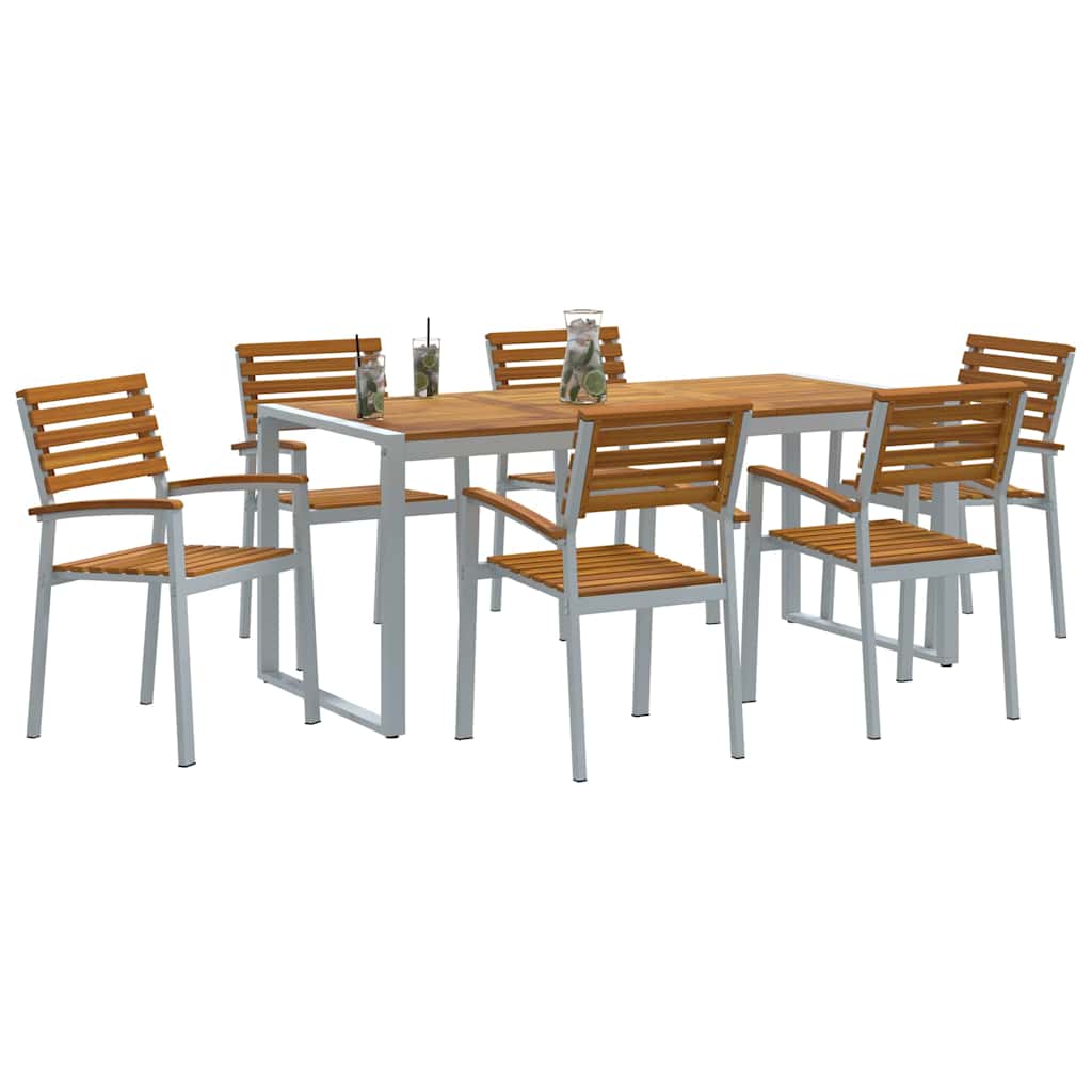 Garden Dining Set 7 pcs Grey Solid Acacia Wood