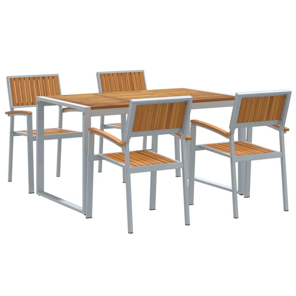 Garden Dining Set 5 pcs Grey Solid Acacia Wood