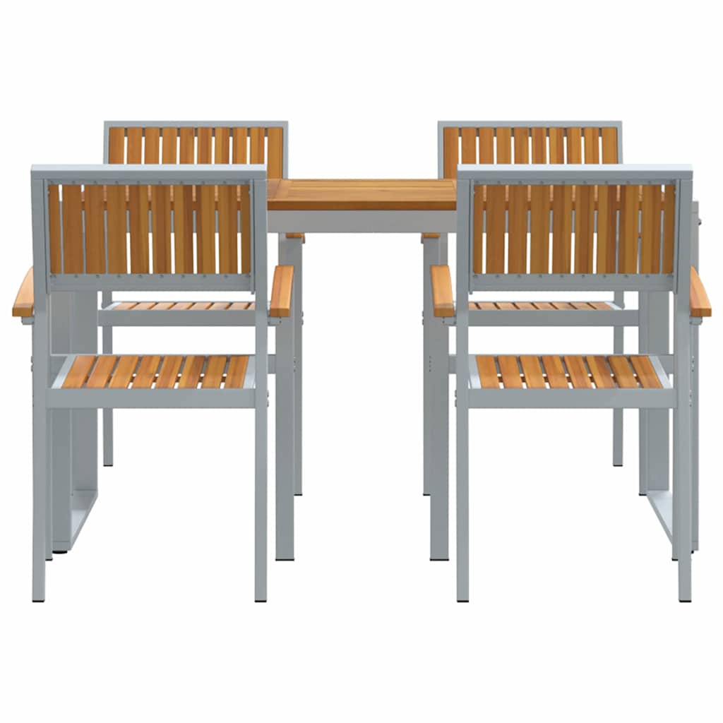 Garden Dining Set 5 pcs Grey Solid Acacia Wood