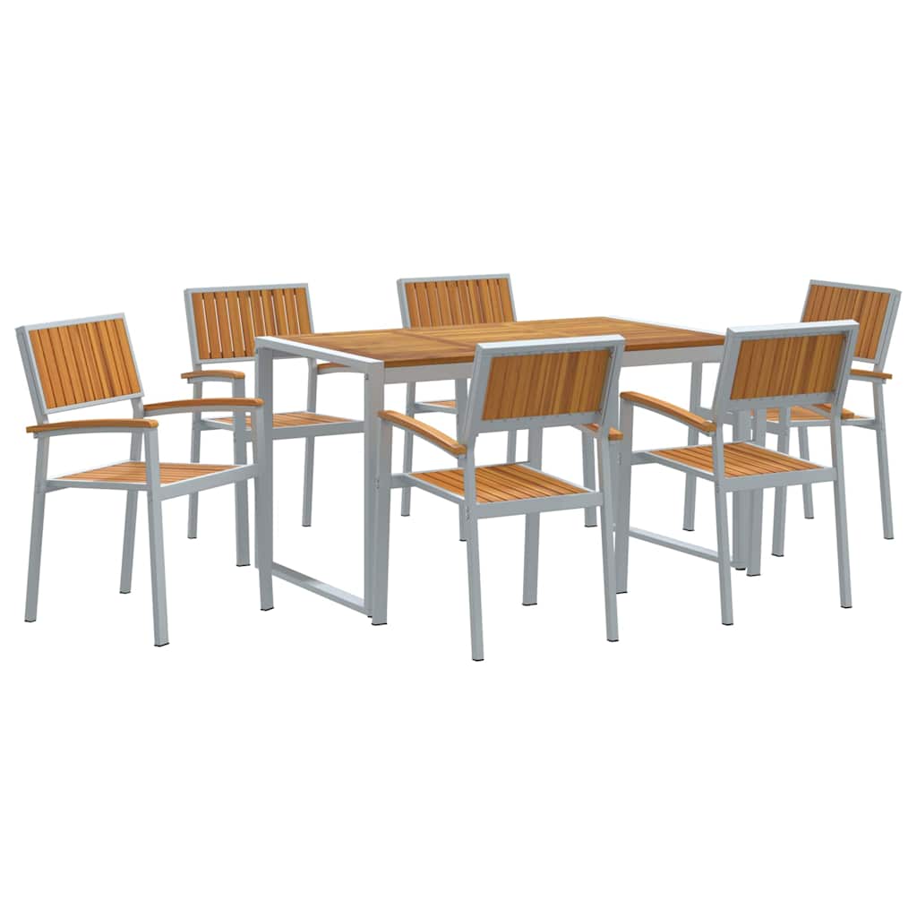 Garden Dining Set 7 pcs Grey Solid Acacia Wood