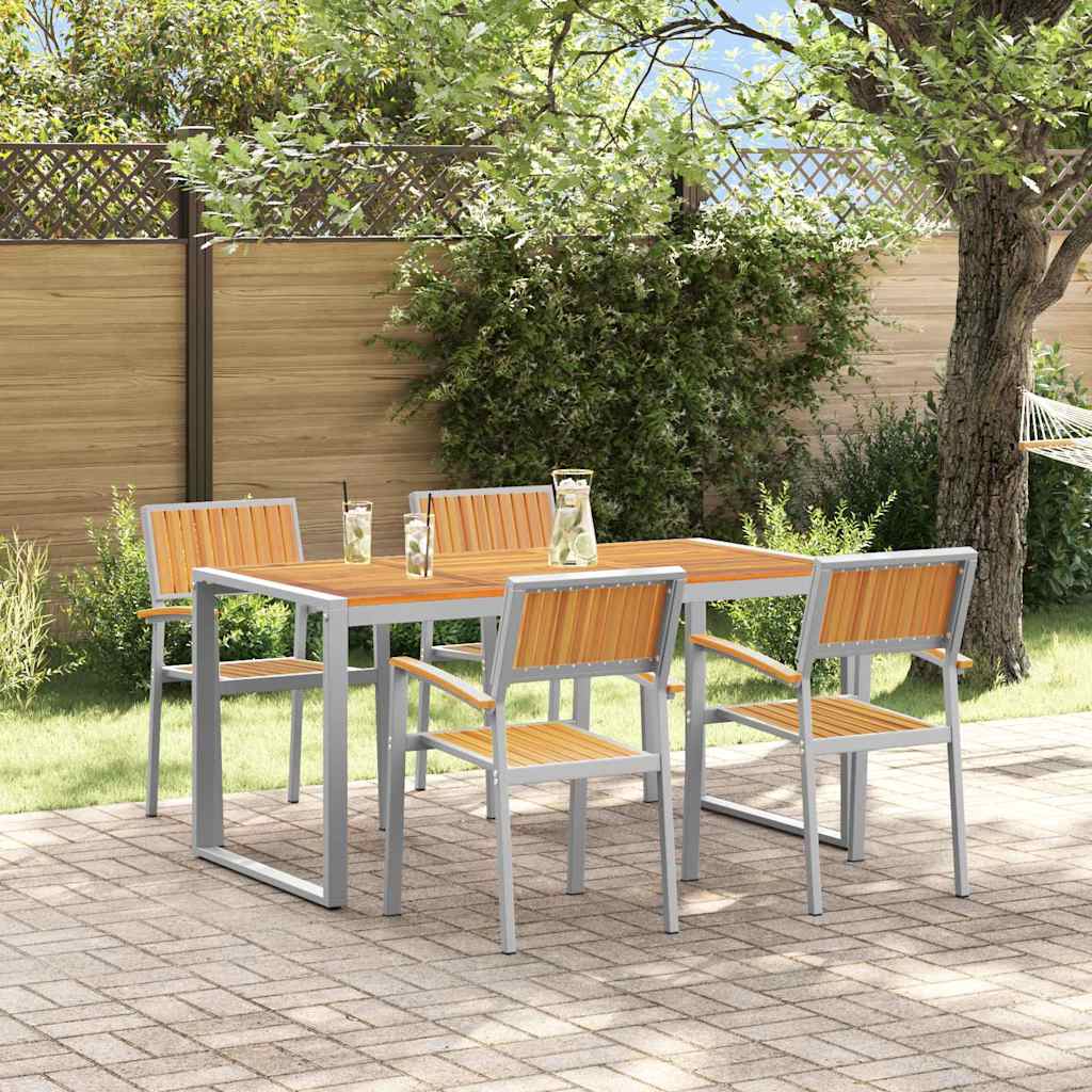 Garden Dining Set 5 pcs Grey Solid Acacia Wood