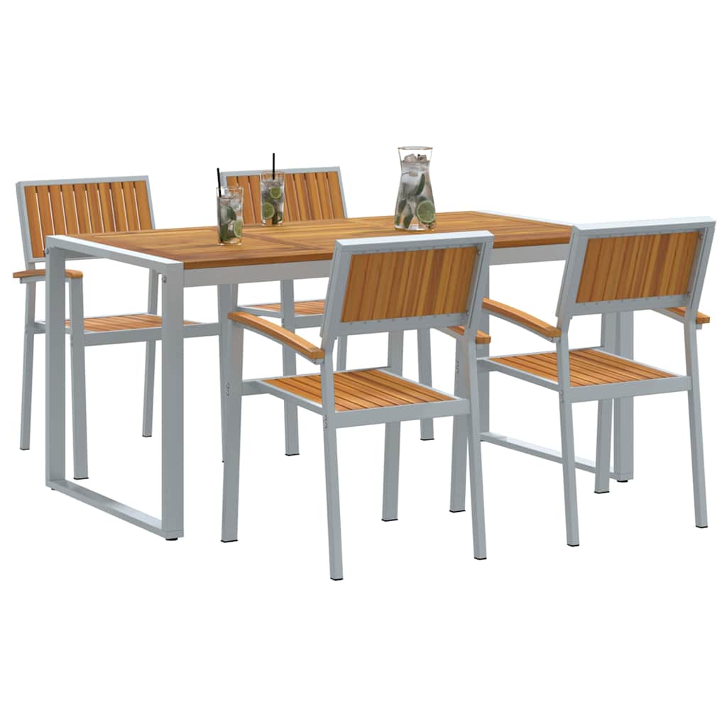 Garden Dining Set 5 pcs Grey Solid Acacia Wood